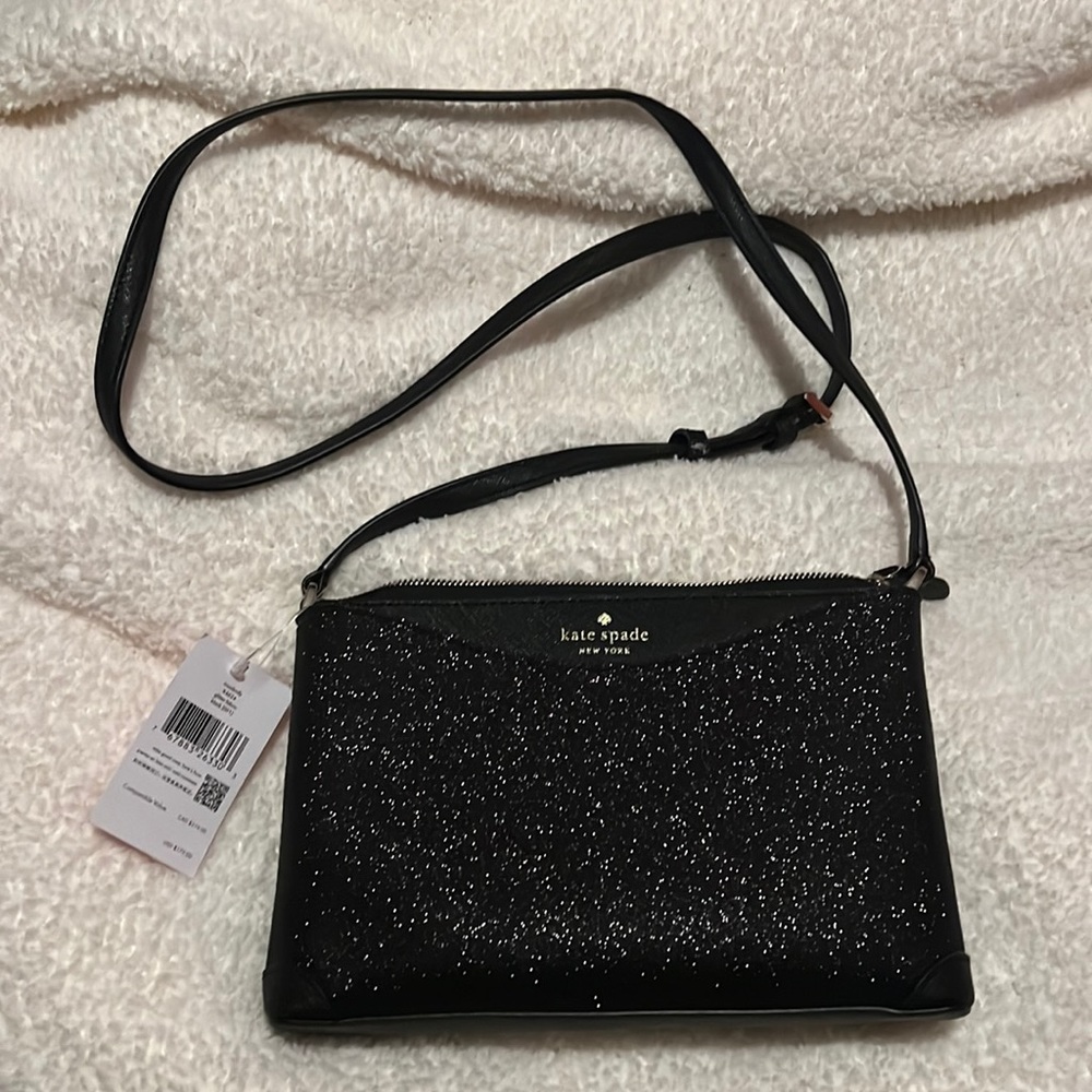 NWT 👜 Kate Spade black shimmy crossbody 🖤 ✨